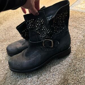 Frye “Veronica” Black Studded Ankle Booties